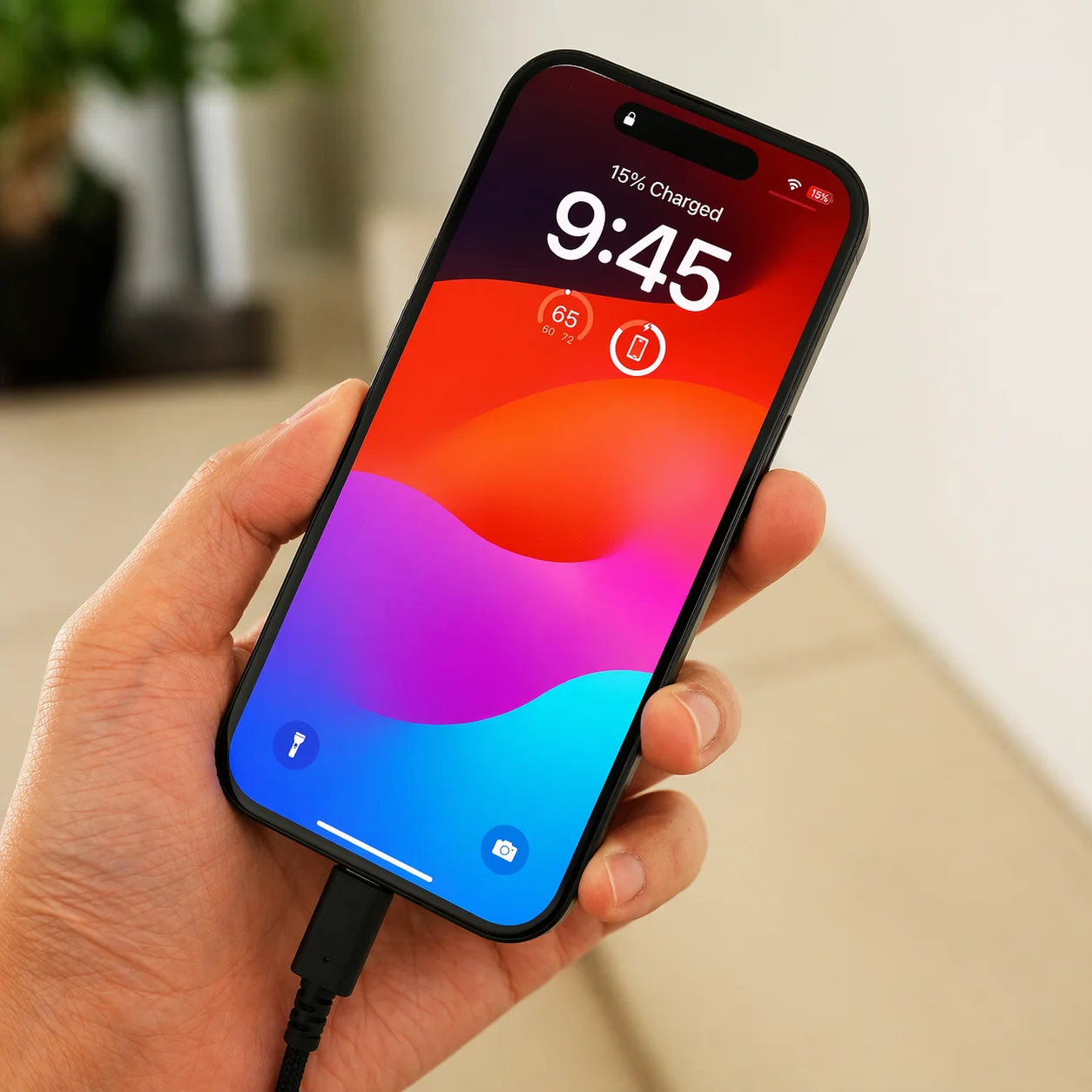 iPhone with a Low Battery indicator 2